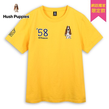 Hush Puppies T恤 男裝素色58毛線繡刺繡狗T恤