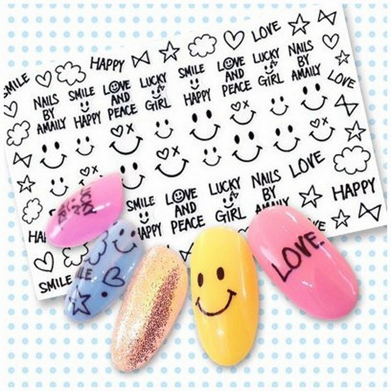 メール便ok ネイルシール アルファベット 文字 メッセージ イニシャル アメイリー ネイルシール No 3 3 ニコちゃん 黒 通販 Lineポイント最大get Lineショッピング