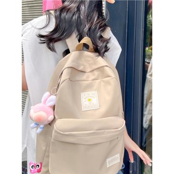 書包女初中生簡約大容量日系原宿風背包韓版高中大學生純色雙肩包