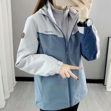 日系三合一沖鋒衣男女情侶款秋冬季加絨加厚防風外套團購工作服潮