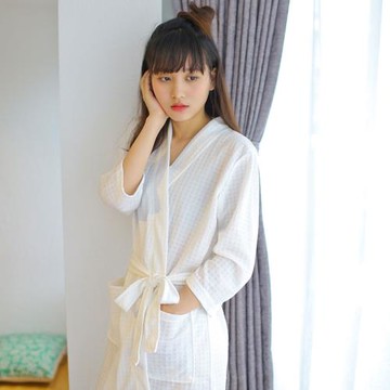 浴袍女夏季薄款華夫格睡袍男春秋長款吸水速干浴衣睡衣情侶家居服