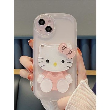 后勤高端&小眾kt貓鏡子透明新款個性適用于iphone16 pro max手機殼蘋果15/14/13/12硅膠防摔全包創意軟殼簡約