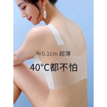 大碼無痕內衣無鋼圈夏季超薄款大胸顯小孕婦睡眠背心式冰絲文胸