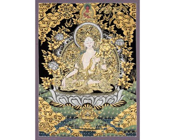 白度母唐卡畫 長壽與療癒的神明