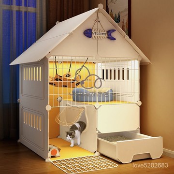宅配免運😊貓別墅傢用帶貓砂盆厠所一體超大自由空間貓咪窩室內不佔地貓籠子 寵物籠子
