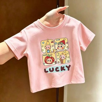💥皮皮蝦會舘💥夏季新款卡通四宮格星星人T恤 女童寬鬆可愛T恤 男童休閒圓領短袖上衣 星星人兒童衣服