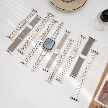 大合集 星光色錶帶 適用 Apple Watch 11 10 9 8 SE 7 6 不鏽鋼錶帶 46mm 42mm 錶帶