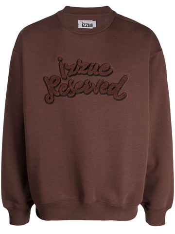 izzue - towelling logo-appliqué sweatshirt - men - Cotton/Polyester - XL - Brown
