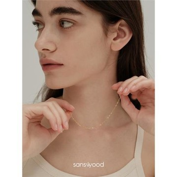 sanswood 波光粼粼項鏈簡約通勤 疊戴水波紋鎖骨鏈純銀小眾高級感