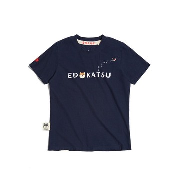 江戶勝 日系 女裝 勝太郎系列 溜搭的黑丸短袖T恤(丈青色) #上衣