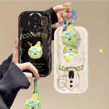 夏日椰子適用于OPPOA9手機殼oppoA9x新款硅膠支架奶油紋軟殼女款鏡頭防摔保護簡約ins風