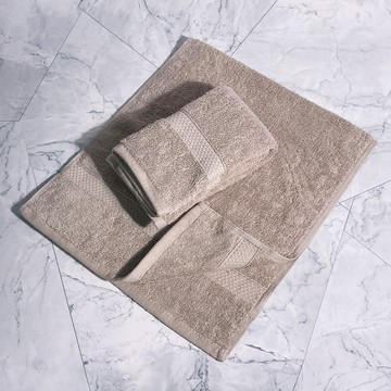 CROCODILE 晴雲秋色素色毛巾 亞麻卡 - 高吸水性柔軟親膚面巾  2條