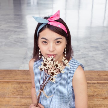 邱比特 / 桃紅 點點  / 軟鐵絲 髮帶 髮箍