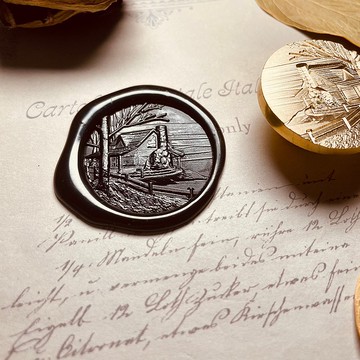 河邊小屋Little Cabin火漆印章浮雕3D立體復古章頭手帳信封印章