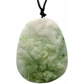 花開富貴白底起綠 天然A貨翡翠玉石吊墜子項鍊PP52