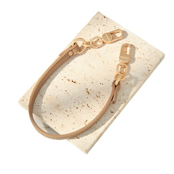 【TOXOXO】時尚隨行｜拿鐵棕+金釦：皮革短掛繩/腕繩