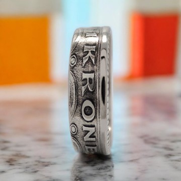 丹麥 1 克朗 錢幣戒指, 丹麥戒指 女, 丹麥克朗戒指, 丹麥設計