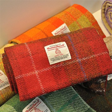 男女保暖百搭格紋圍巾harris tweed哈裡斯羊毛手工復古圍脖披肩冬