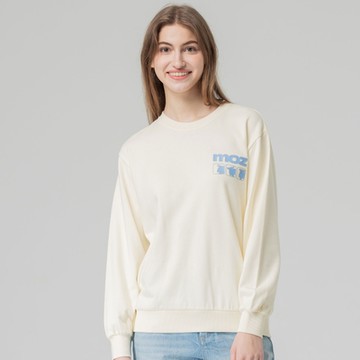 moz瑞典 三隻駝鹿 100%純棉 大學T-奶油白(亞洲版) 女款