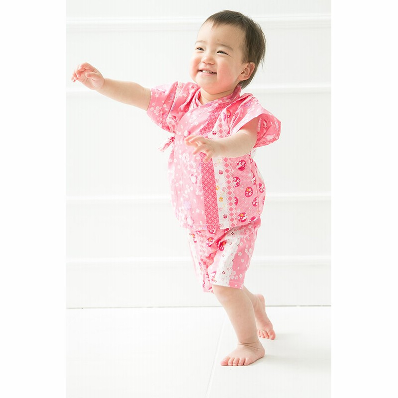 じんべい甚平 女の子 うさぎ柄ピンク 80cm