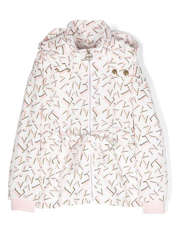 Lanvin Enfant - logo-print belted parka jacket - kids - Polyester/Cotton - 10 yrs - White