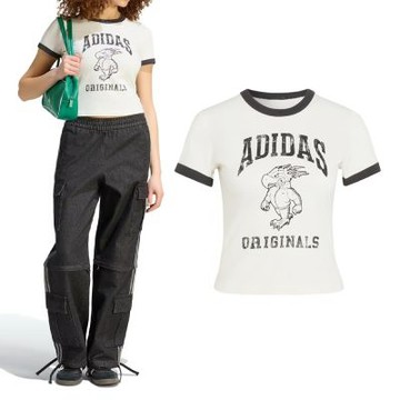 Adidas Tee 女款 白色 印花 T恤 運動 休閒 短袖 KR7088
