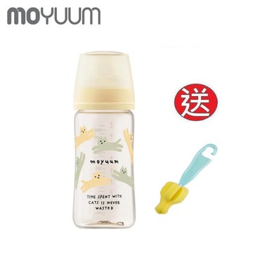 MOYUUM第三代PPSU寬口奶瓶 設計款330ml(6m+)(8809926452151貓咪夢境(檸檬黃)550元+送奶嘴刷