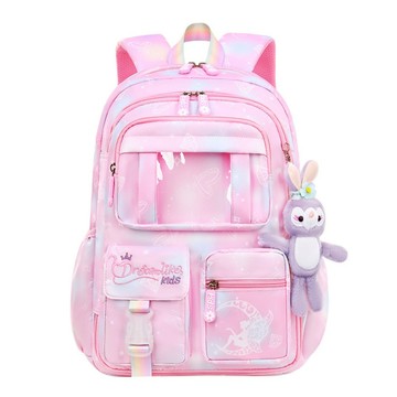 Starshop 兒童減壓護脊輕量 冰箱式側開雙肩後背1~6年級學生書包  46 x 30 x 19cm  夢幻粉