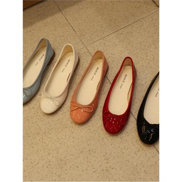 小池在首爾2023夏季新款圓頭淺口蝴蝶結方跟休閑舒適晚晚風低幫鞋