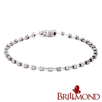 【BRILLMOND】天然鑽石手鍊1克拉 白K金 輕奢四爪款(鑽石總重1克拉)
