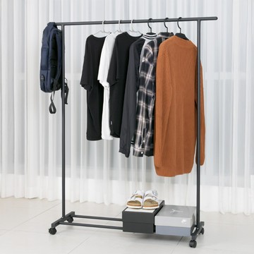 Wanadone 鐵製移動式衣架 1層  黑色  120 x 40 x 145cm