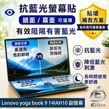 【Ezstick】Lenovo yoga book 9 14IAH10 副(下方)螢幕 防藍光螢幕貼 (選鏡面或霧面)