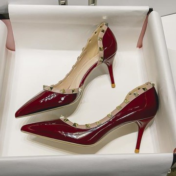 尖頭紅色高跟鞋女細跟小個子御姐性感氣質絕美職業名媛秋夏季單鞋