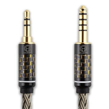 川木 鍍銀4.4平衡轉3.5音頻線【M189】16股編織音訊線 轉接線 4.4mm 3.5mm 耳機連接線 音頻線