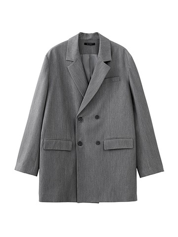 西式剪裁長灰外套(J051LI101CA) - JUJURY COLLECTION