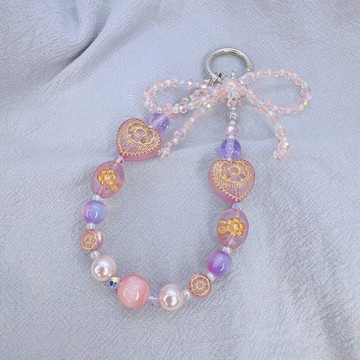 Rom828串珠手機鍊-捷克愛心花 268