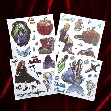 白雪公主 / 仙杜瑞拉 / 紅舞鞋 / 美人魚 (lilliwon) 女孩貼紙