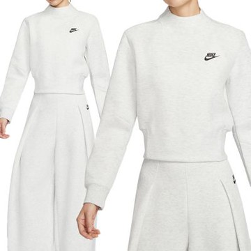 Nike AS W Nsw Tch Flc Crew 女款 灰色 高領 太空棉 短版 大學T 長袖 HV2797-013