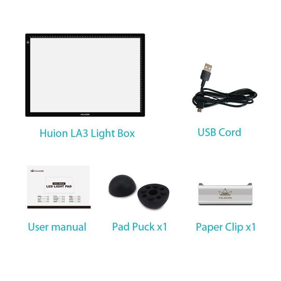 HUION LA3 LED Tracing Light Box, Portable USB Copy Board Dimmable Brightness Tatto Light Pad A3 Size