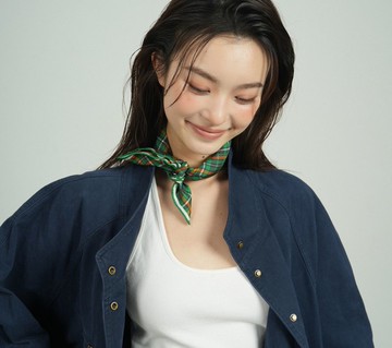 【彩虹格紋】法式復古/輕薄飄逸/真絲絲巾