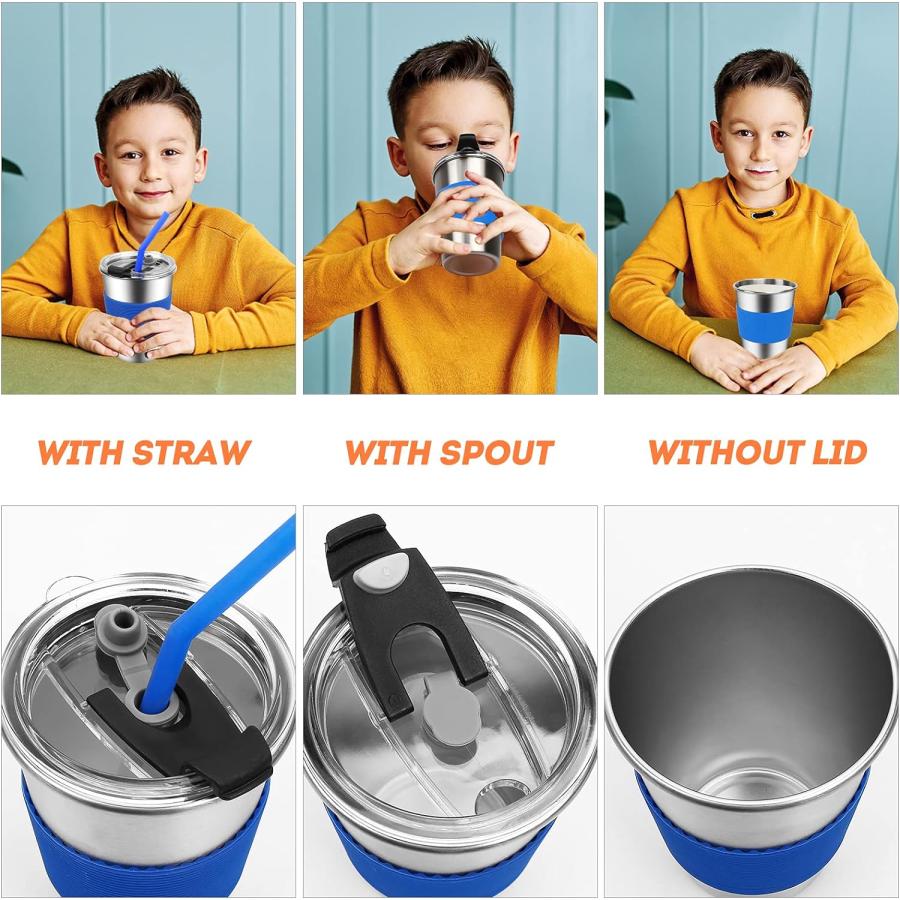 Kids Tumblers with Lids and Straws 6 Pack 12oz Spill Proof Cups for Kids  Stainless Steel Toddler Cups Unbreakable Water Drinking Glasses BPA-Free  Reusable Metal Sippy Mug for Children Adult Outdoor