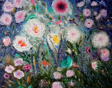 夜之花，原創油畫