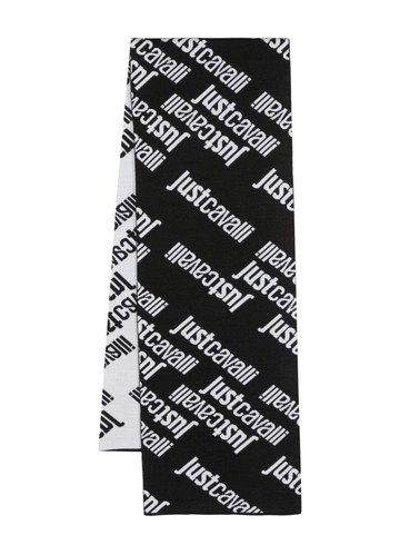 Just Cavalli - logo-intarsia knitted scarf - men - Acrylic/Wool - One Size - Black