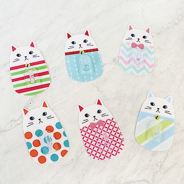 澄境 獨家貓咪造型無痕掛勾- 12入(每樣式各2個)-重複使用/掛勾/強力掛勾/可水洗/免釘免鑽/掛勾貼片/浴室掛勾