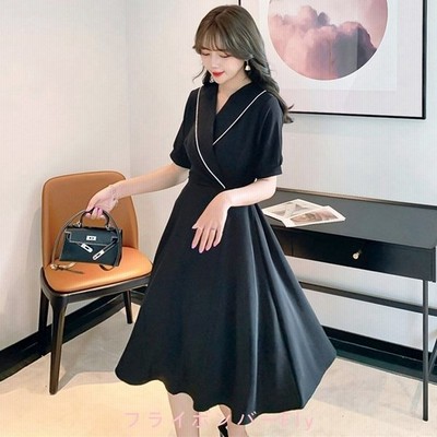 ワンピースレディース40代マキシワンピース春夏新作半袖ワンピース黒パフスリーブaラインスカートオシャレ韓国風大人結婚式ドレス上品30代 通販 Lineポイント最大get Lineショッピング