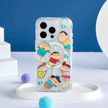 蠟筆小新午睡貼紙亂花抗黃防摔MagSafe iPhone手機殼