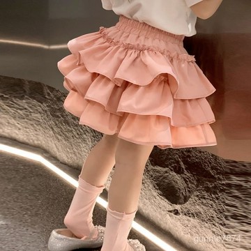 【店鋪熱銷】兒童百褶蛋糕裙夏新款女童白色半身短裙5嵗女孩蓬蓬裙公主裙短裙 半身裙 裙子 女童裙褲 夏日百褶裙 公主半裙