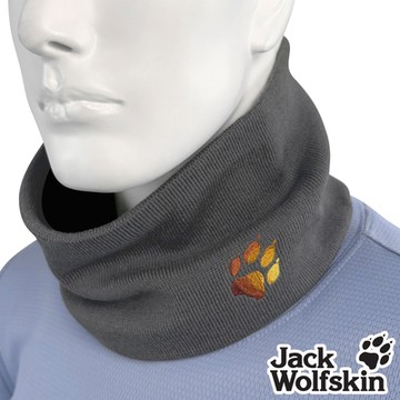 【Jack wolfskin 飛狼】彩色LOGO針織保暖圍脖 圍巾 頭帶『深灰』