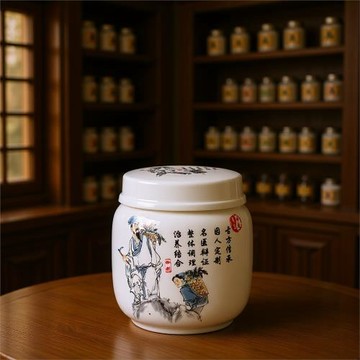 藥罐可旋帶蓋陶瓷中藥膏方分裝罐蜂蜜瓶罐藥粉茶葉密封儲物包裝罐