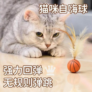 【48時熱賣】寵物羽毛逗貓球彈力球自嗨解悶互動發泄神器耐咬磨牙球逗貓玩具